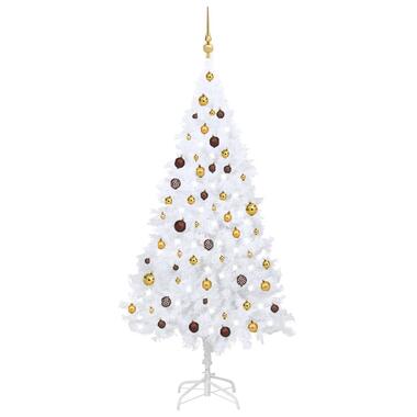 vidaXL Kunstkerstboom met verlichting en kerstballen 180 cm PVC wit product