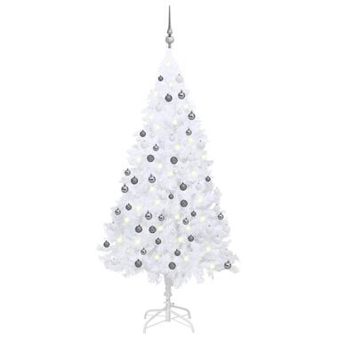 vidaXL Kunstkerstboom met verlichting en kerstballen 150 cm PVC wit product