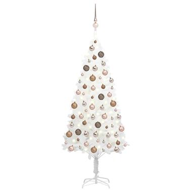 vidaXL Kunstkerstboom met verlichting en kerstballen 150 cm PVC wit product