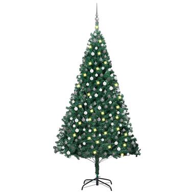 vidaXL Kunstkerstboom met verlichting en kerstballen 210 cm PVC groen product