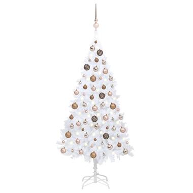 vidaXL Kunstkerstboom met verlichting en kerstballen 150 cm PVC wit product