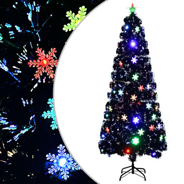 vidaXL Kerstboom met LED-sneeuwvlokken 240 cm glasvezel zwart product