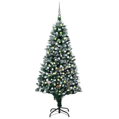 vidaXL Kunstkerstboom met verlichting kerstballen dennenappels 210 cm product