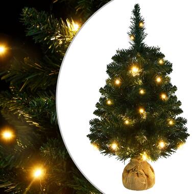 vidaXL Kunstkerstboom met verlichting en standaard 60 cm PVC groen product