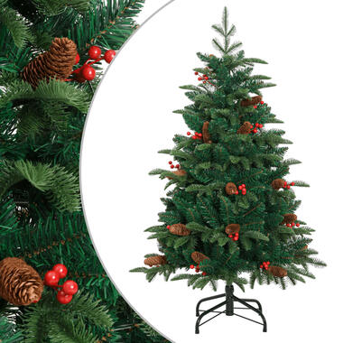 vidaXL Kunstkerstboom met scharnieren dennenappels en bessen 120 cm product