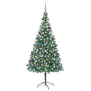 vidaXL Kunstkerstboom met verlichting kerstballen dennenappels 210 cm product