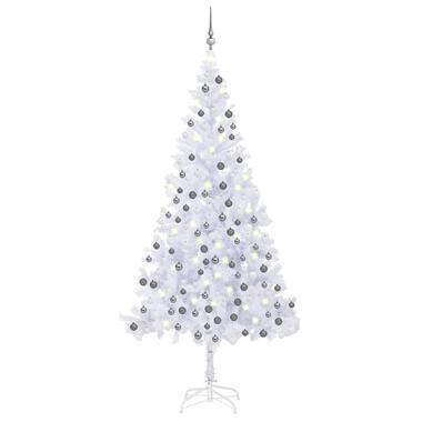 vidaXL Kunstkerstboom met verlichting en kerstballen L 240 cm wit product