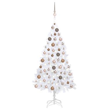 vidaXL Kunstkerstboom met verlichting en kerstballen 120 cm PVC wit product