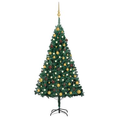 vidaXL Kunstkerstboom met verlichting en kerstballen 150 cm PVC groen product