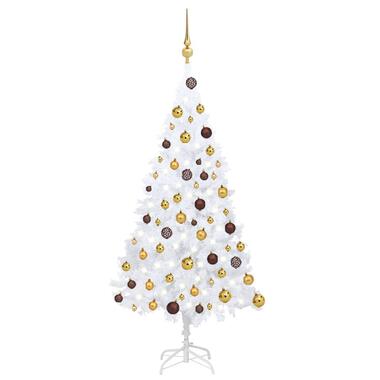 vidaXL Kunstkerstboom met verlichting en kerstballen 120 cm PVC wit product