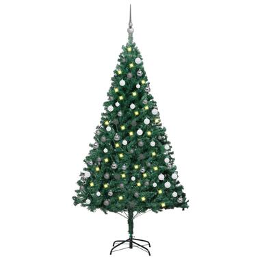 vidaXL Kunstkerstboom met verlichting en kerstballen 180 cm PVC groen product