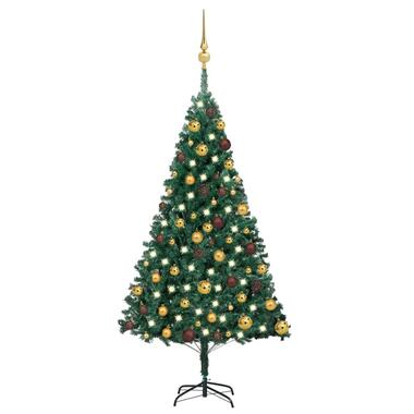 vidaXL Kunstkerstboom met verlichting en kerstballen 120 cm PVC groen product