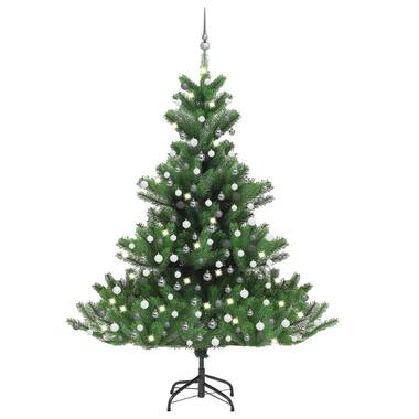 vidaXL Kunstkerstboom Nordmann met LED's en kerstballen 210 cm groen product