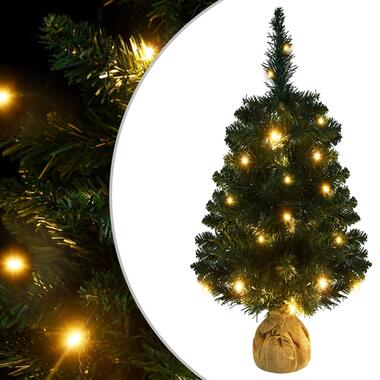 vidaXL Kunstkerstboom met verlichting en standaard 90 cm PVC groen product