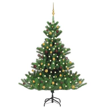 vidaXL Kunstkerstboom Nordmann met LED's en kerstballen 180 cm groen product