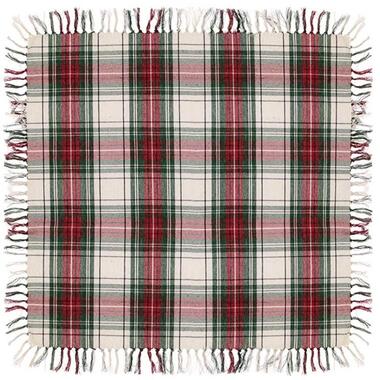 Unique Living - Tafelkleed Xmas Tartan - 90x90cm - White product