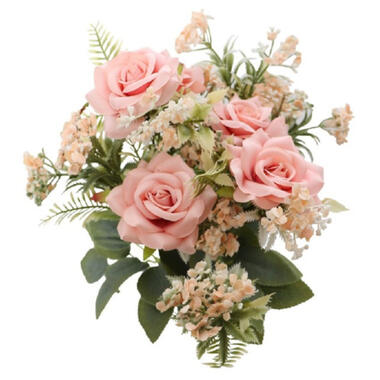Chaks Rozen kunstbloemen boeket - 5x - licht roze - H41 cm product