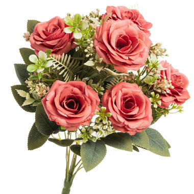 Chaks Rozen kunstbloemen boeket - 6x - roze - H43 cm product