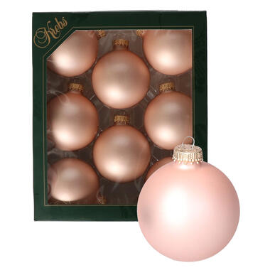 Krebs kerstballen - 8x stuks - chic roze - glas - 7 cm - mat product