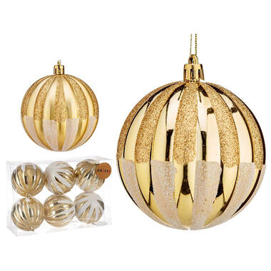 Krist+ luxe kerstballen - 6x stuks - goud - kunststof product