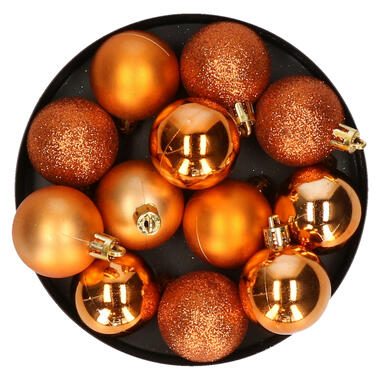 Krist+ kerstballen - 12x stuks - oranje - kunststof - 4 cm product