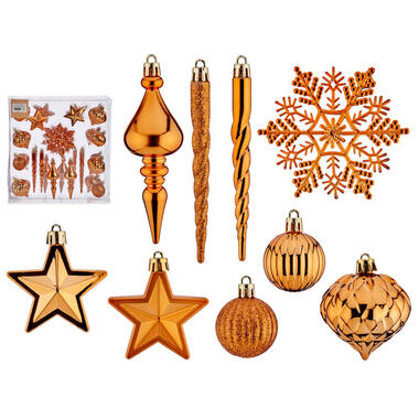 Krist+ kerstboom hangers - 32x stuks -oranje - plastic product