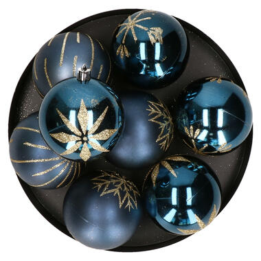 Feeric lights and christmas kunststof kerstballen- 8x- 8cm -blauw product