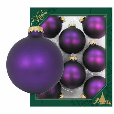 Krebs kerstballen - 8x st - magic velvet paars - 7 cm - glas product