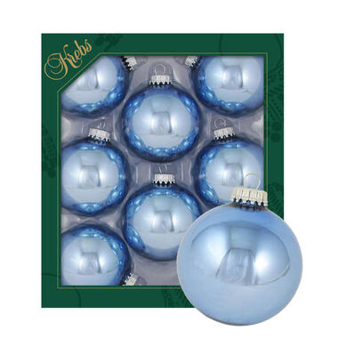 Krebs kerstballen - 8x - lichtblauw - glas - 7 cm - glans product