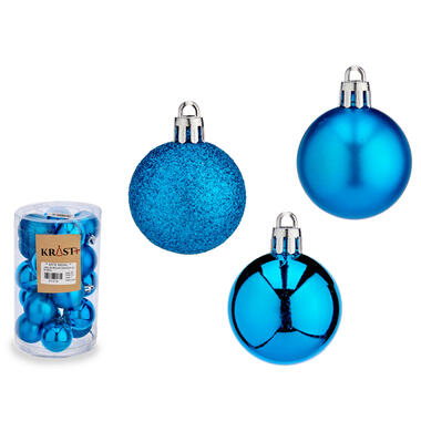 Krist+ kerstballen - 20x stuks - helder blauw - kunststof - 4 cm product