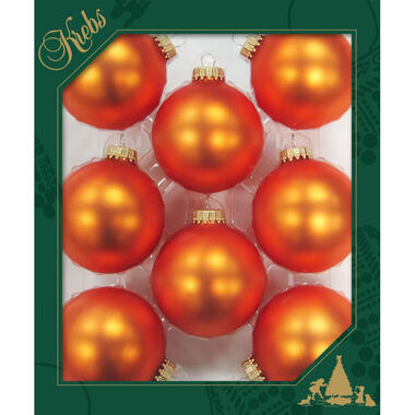 Krebs Kerstballen - 8ST - velvet oranje - 7 cm - glas product