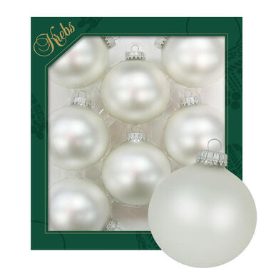 Krebs kerstballen - 8x stuks - parel grijs - glas - 7 cm - mat product