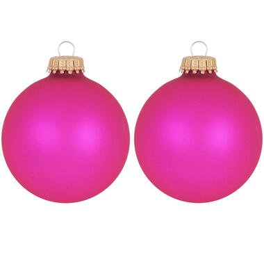 Krebs Kerstballen - bubbelgum roze - 8x - glas - 7 cm product