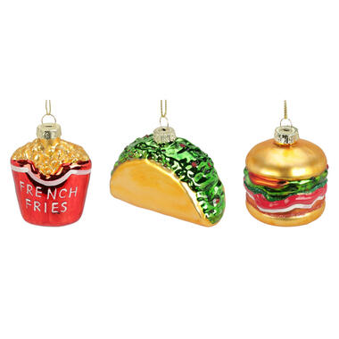 Christmas Decorations kersthangers snacks - 3x stuks - glas product