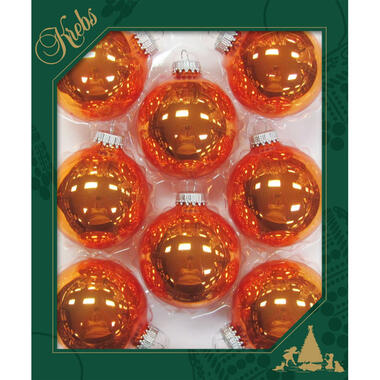 Krebs Kerstballen - 8ST - oranje - 7cm - glas - orange crunch product