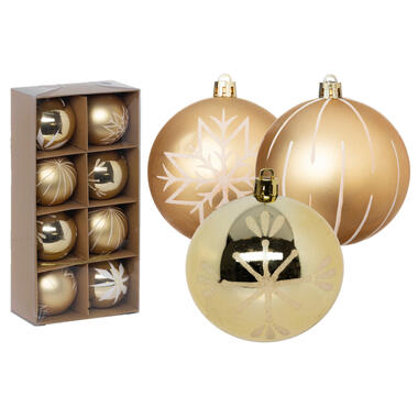 Feeric lights and christmas kunststof kerstballen- 8x- 8cm -goud product