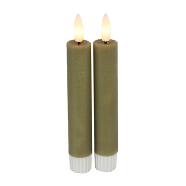 Countryfield Led kaarsen/dinerkaarsen - 2x stuks - beige - 15 cm product