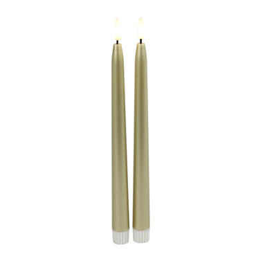 Countryfield Led kaarsen/dinerkaarsen - 2x stuks - goud - 28 cm product