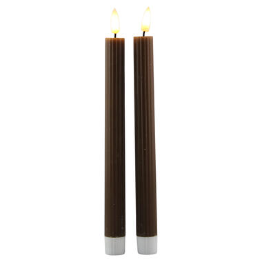 Magic Flame LED dinerkaarsen - 2x st - bruin - 25,5 cm product