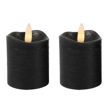 Countryfield LED kaarsen/stompkaarsenen - 2x st - zwart - H7,2 cm product