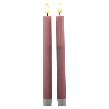 Magic Flame LED dinerkaarsen - 2x st - roze - 25,5 cm product