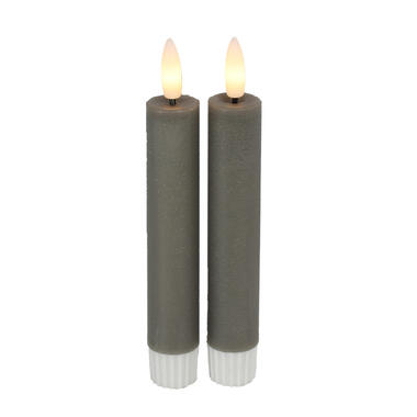 Countryfield Led kaarsen/dinerkaarsen - 2x stuks - grijs - 15 cm product