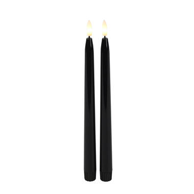 Countryfield Led kaarsen/dinerkaarsen - 2x stuks - zwart - 28 cm product