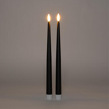 Anna Collection LED dinerkaarsen - 2x st - zwart - 30 cm - 3D product
