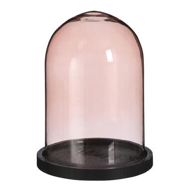 Mica Decorations stolp - roze glas - houten plateau - D17 x H23 cm product