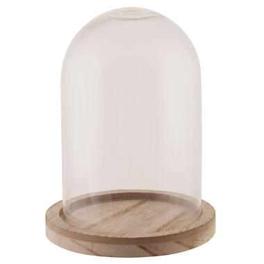 Dijk Natural Collections stolp - glas - houten plateau - D12 x H13 cm product