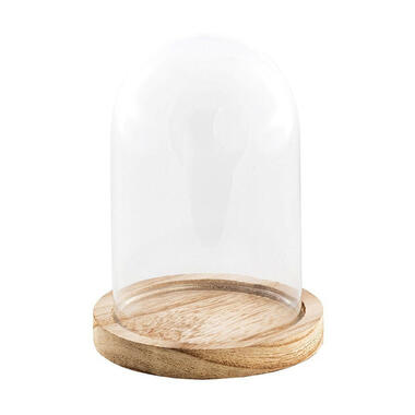 Chaks Decoratie stolp - glas - houten plateau - D14 x H21 cm product