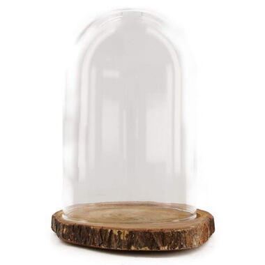 Dijk Natural Collections stolp - glas - houten plateau - D18 x H26 cm product