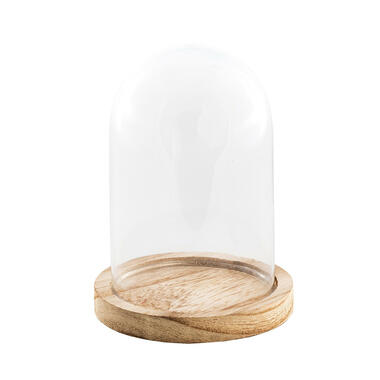 Chaks Decoratie stolp - glas - houten plateau - D10 x H13,5 cm product
