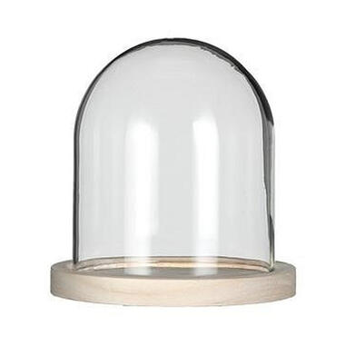 Ideas 4 Seasons Decoratie stolp - glas - houten plateau - D12 x H13 cm product